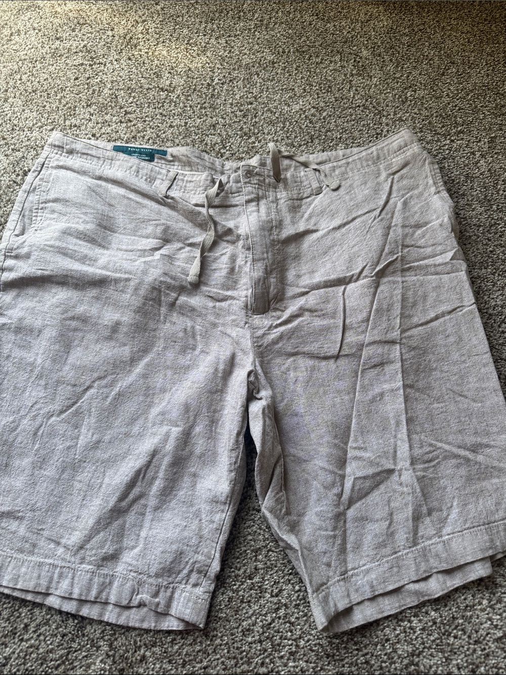 Perry Ellis Light Gray Linen-Blend Flat Front Shorts